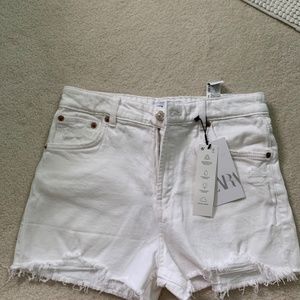 White Zara Jean shorts